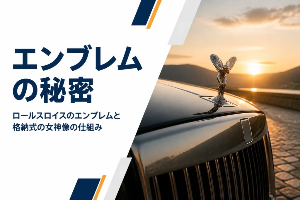 夕暮れに浮かぶ高級車のボンネットマスコットのシルエット