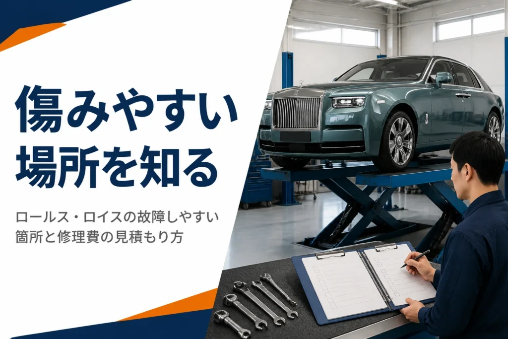 整備工場で点検を受ける大型サルーンのアイキャッチ