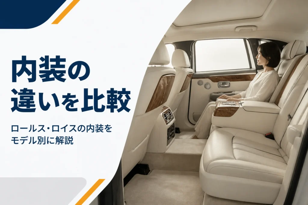 明るい革シートと木目パネルの高級車の後席